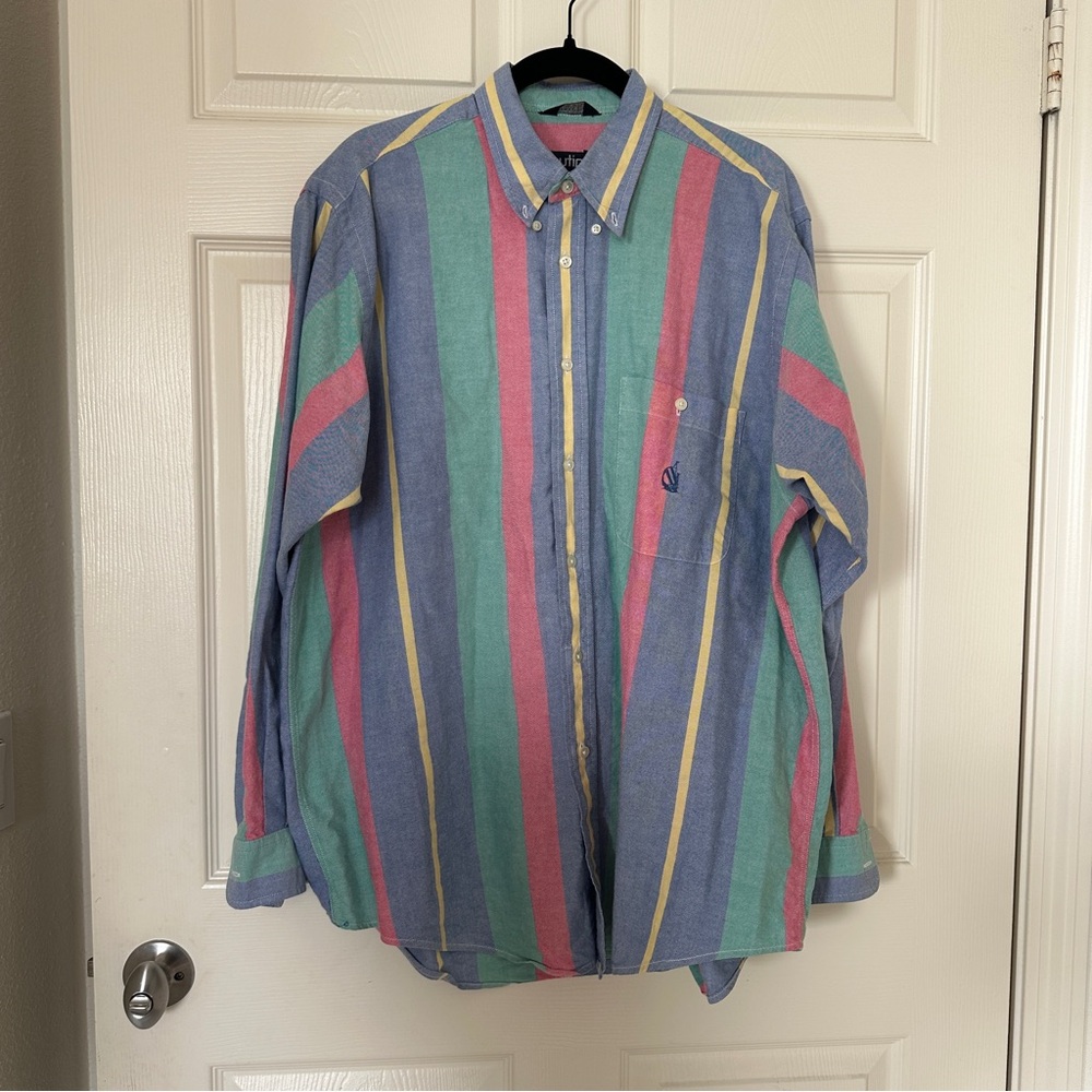 Nautica Men's Colorful Striped Button Down Shirt